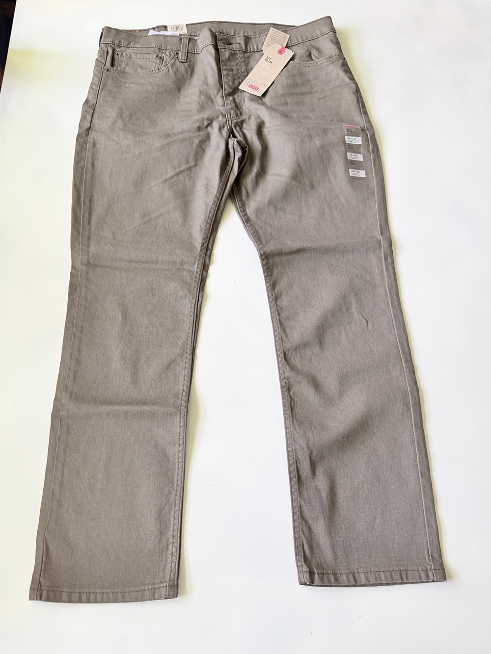 Levis 511 Slim Fit Stretch Mens Jeans 38X30 Olive Khaki (Brown) New